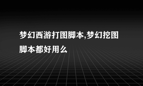 梦幻西游打图脚本,梦幻挖图脚本都好用么