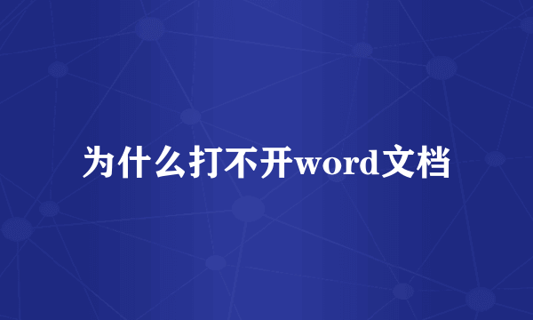 为什么打不开word文档