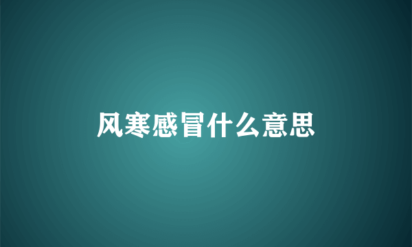 风寒感冒什么意思