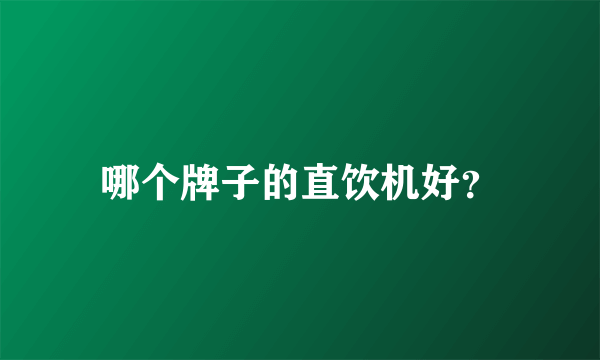 哪个牌子的直饮机好？