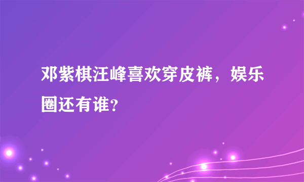 邓紫棋汪峰喜欢穿皮裤，娱乐圈还有谁？