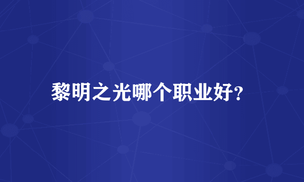黎明之光哪个职业好？