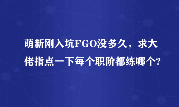 萌新刚入坑FGO没多久，求大佬指点一下每个职阶都练哪个?