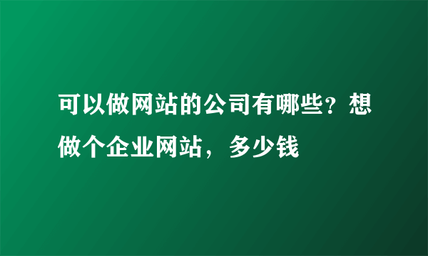 可以做网站的公司有哪些？想做个企业网站，多少钱