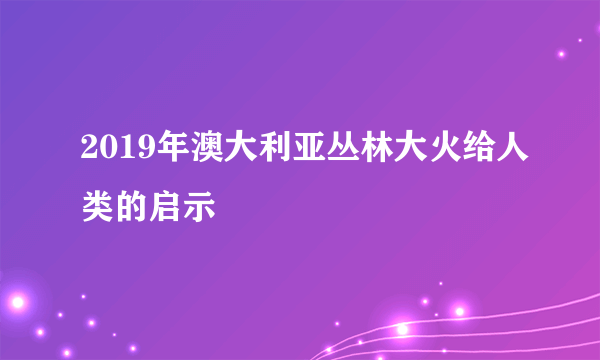 2019年澳大利亚丛林大火给人类的启示