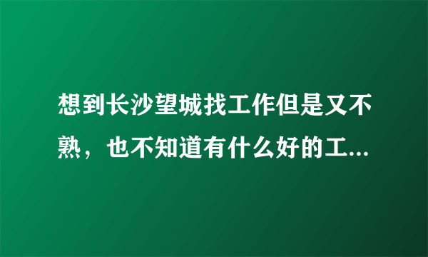 想到长沙望城找工作但是又不熟，也不知道有什么好的工厂，工业区在望城哪里？求解