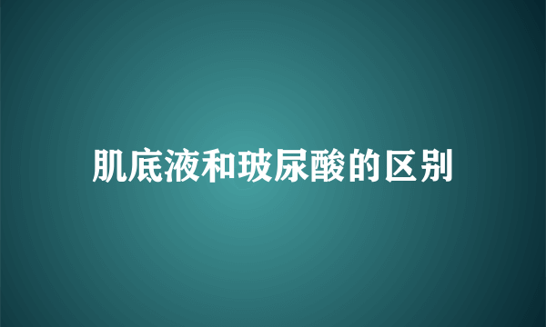 肌底液和玻尿酸的区别