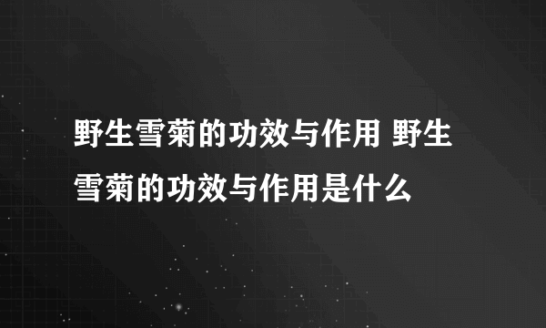 野生雪菊的功效与作用 野生雪菊的功效与作用是什么