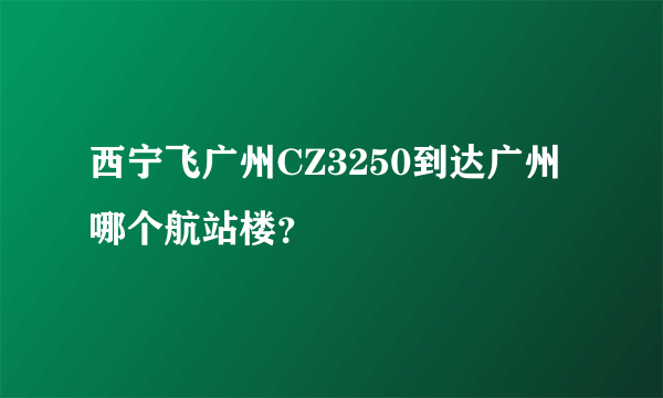 西宁飞广州CZ3250到达广州哪个航站楼？