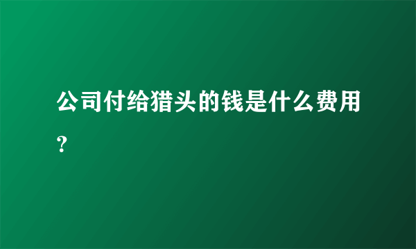 公司付给猎头的钱是什么费用？