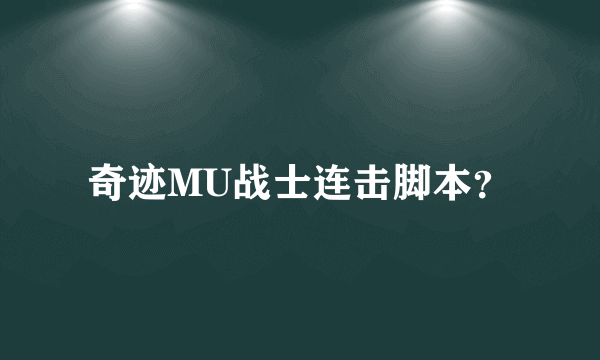 奇迹MU战士连击脚本？