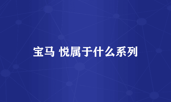 宝马 悦属于什么系列