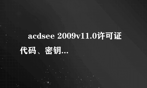 ​acdsee 2009v11.0许可证代码、密钥使用方法