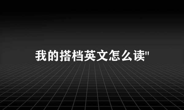 我的搭档英文怎么读