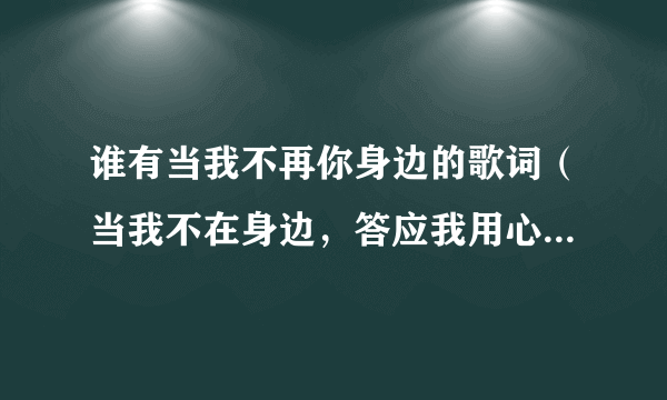 谁有当我不再你身边的歌词（当我不在身边，答应我用心去飞，生命若有新体验，你别拒绝······）？