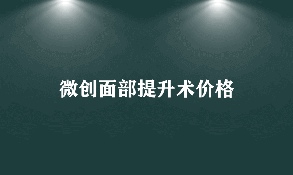 微创面部提升术价格