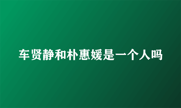 车贤静和朴惠媛是一个人吗