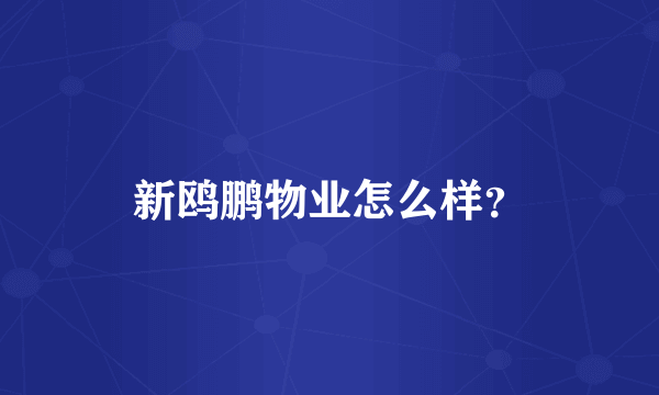 新鸥鹏物业怎么样？