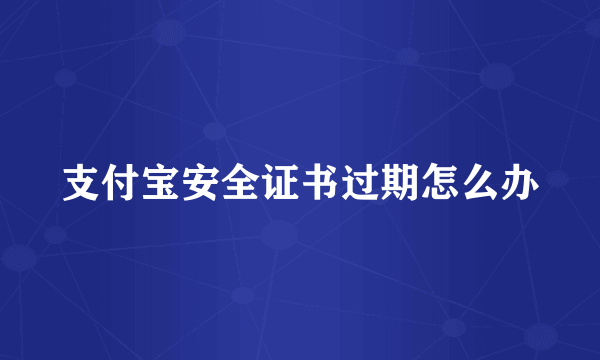 支付宝安全证书过期怎么办