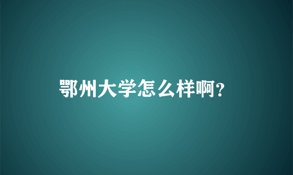鄂州大学怎么样啊？