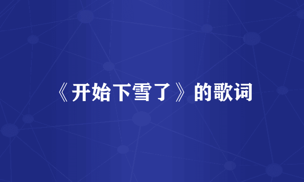《开始下雪了》的歌词
