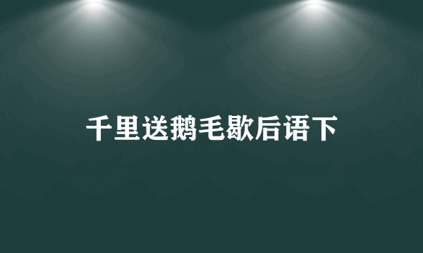 千里送鹅毛歇后语下