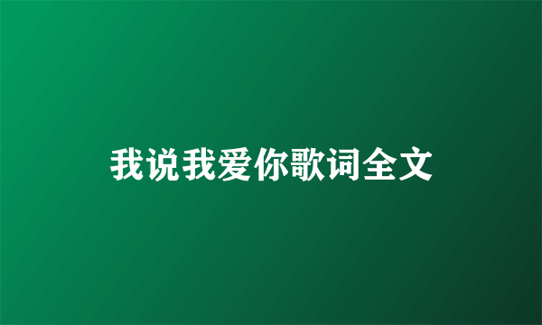 我说我爱你歌词全文