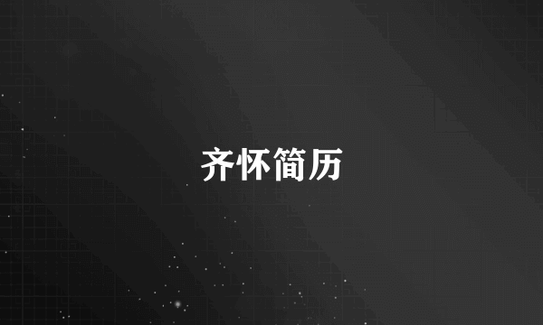 齐怀简历