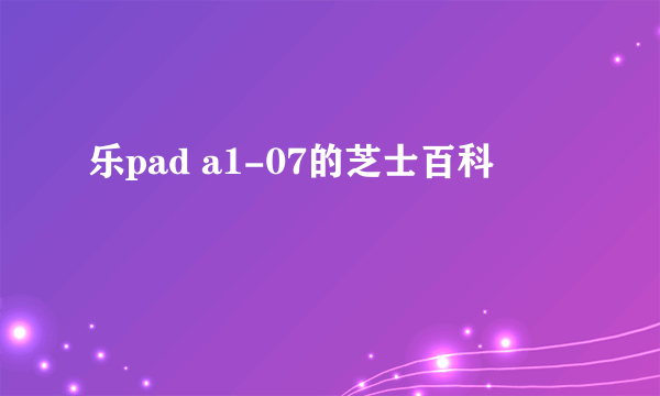 乐pad a1-07的芝士百科