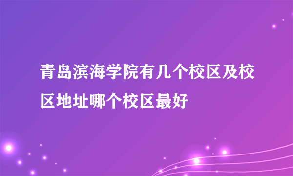 青岛滨海学院有几个校区及校区地址哪个校区最好