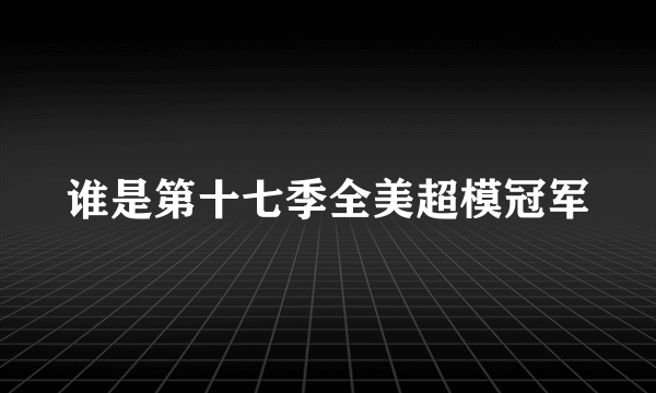 谁是第十七季全美超模冠军