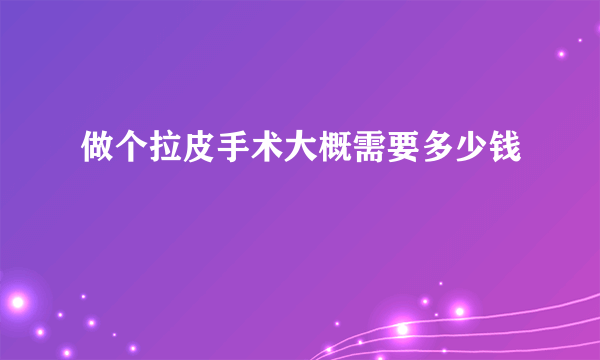 做个拉皮手术大概需要多少钱