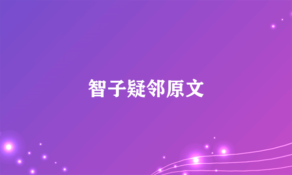智子疑邻原文