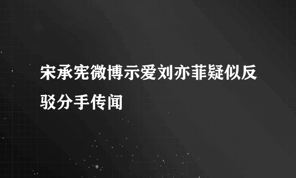 宋承宪微博示爱刘亦菲疑似反驳分手传闻