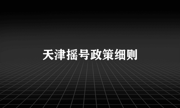 天津摇号政策细则