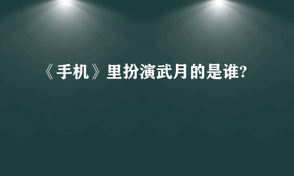 《手机》里扮演武月的是谁?