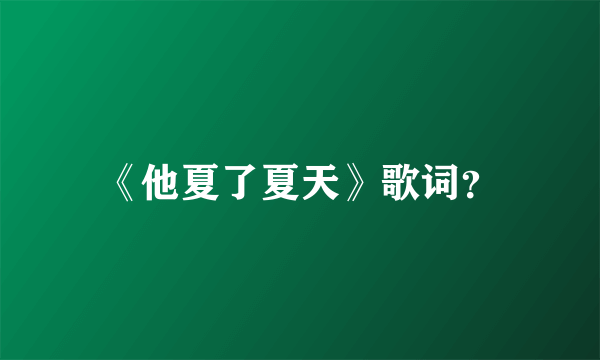 《他夏了夏天》歌词？