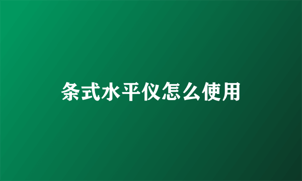 条式水平仪怎么使用