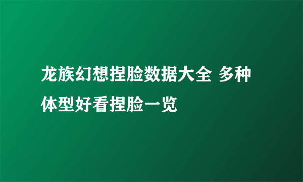 龙族幻想捏脸数据大全 多种体型好看捏脸一览