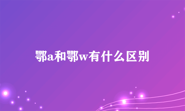 鄂a和鄂w有什么区别