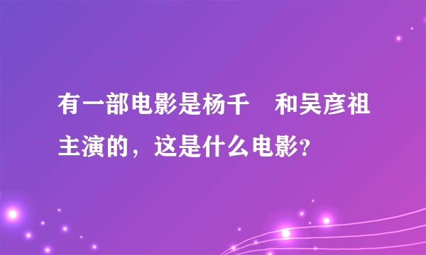 有一部电影是杨千嬅和吴彦祖主演的，这是什么电影？