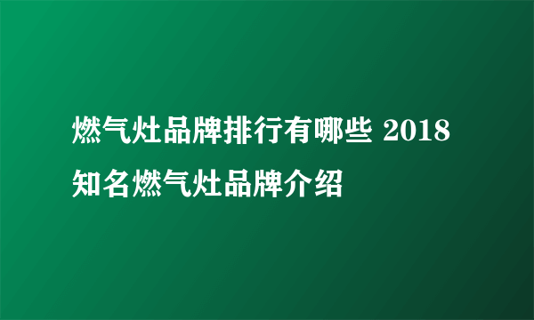 燃气灶品牌排行有哪些 2018知名燃气灶品牌介绍