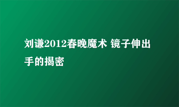 刘谦2012春晚魔术 镜子伸出手的揭密