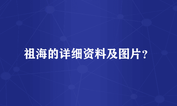 祖海的详细资料及图片？
