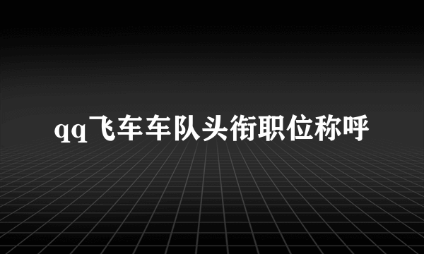 qq飞车车队头衔职位称呼