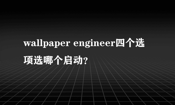 wallpaper engineer四个选项选哪个启动？