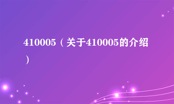 410005（关于410005的介绍）