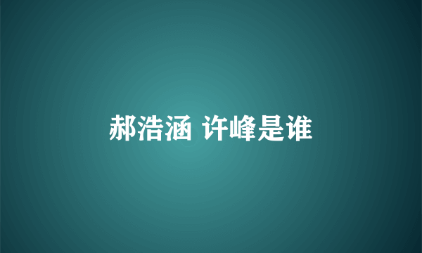 郝浩涵 许峰是谁