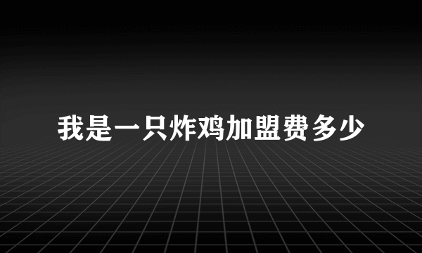 我是一只炸鸡加盟费多少