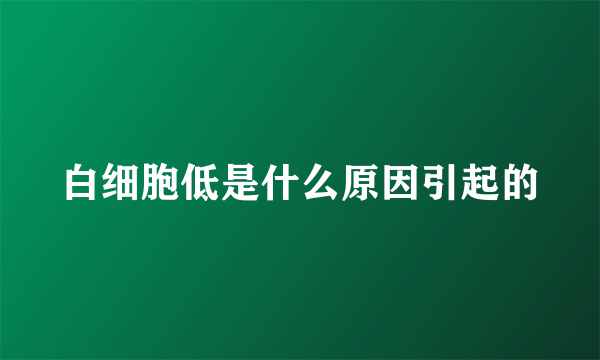 白细胞低是什么原因引起的